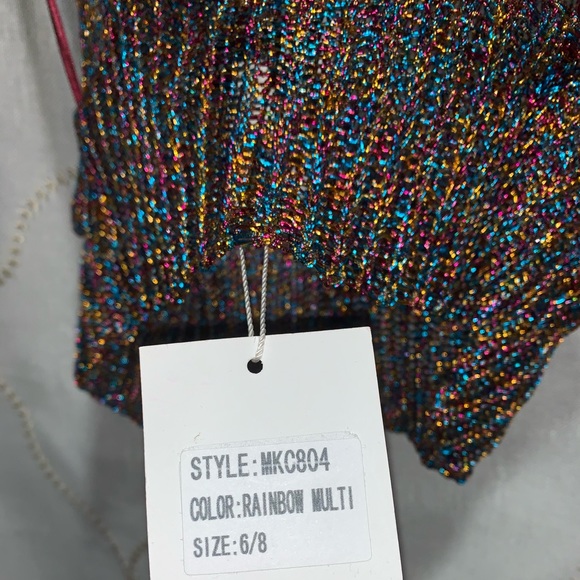 NWT INTHESTYLE MULTI COLORED CROCHET KNIT CROP TOP - Picture 3 of 3